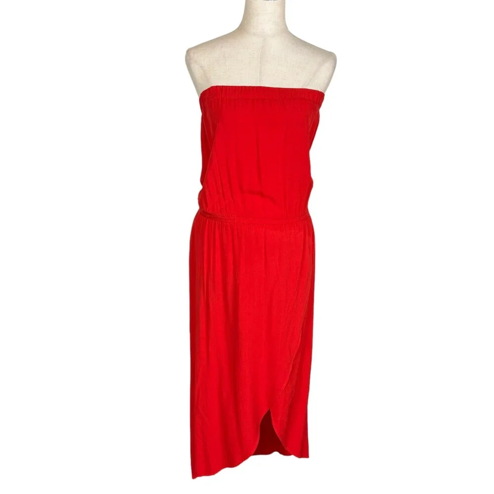 Splendid Red Orange Strapless Dress Women’s Small - Picture 2 of 7
